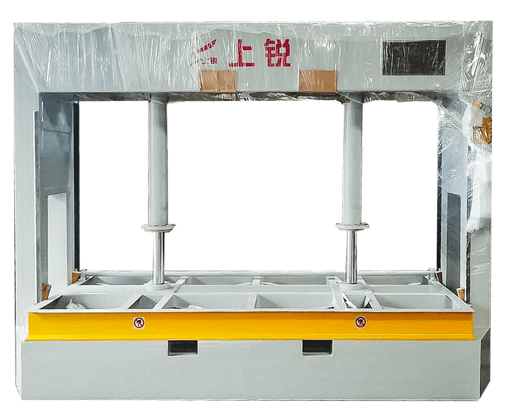 Conventional cold press with forklift slot.