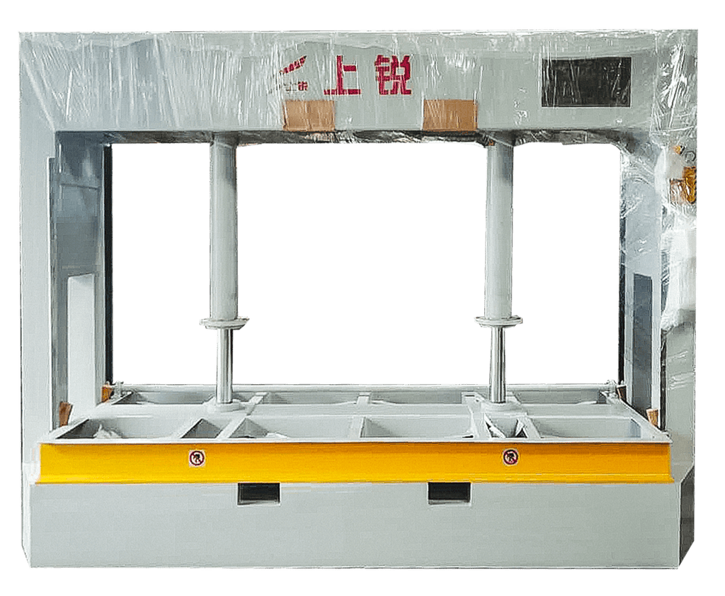 Conventional cold press with forklift slot.